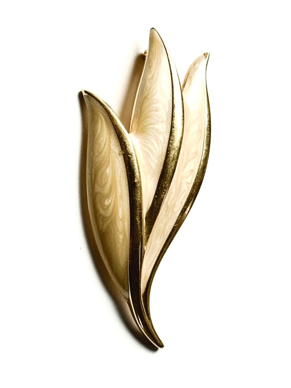 Napier Vintage Brooch Gold-Tone and Cream Pearlized Enamel